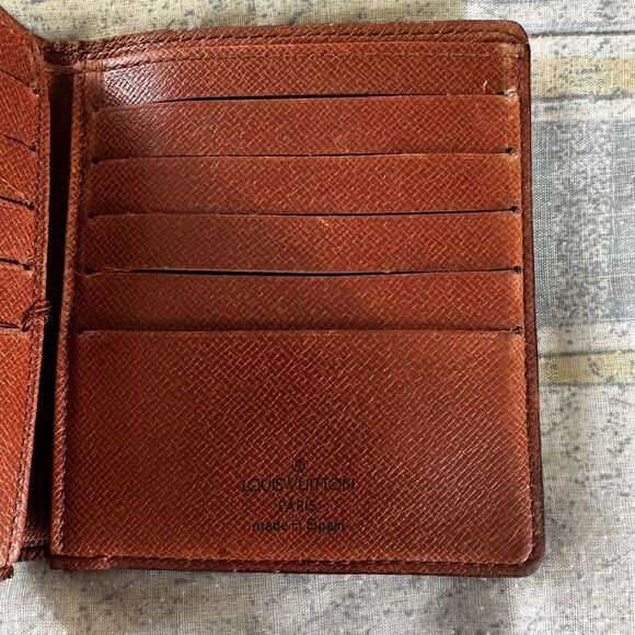 Louis Vuitton LV Brown Bifold Leather Monogram Vintage Men's Wallet - Picture 4 of 12